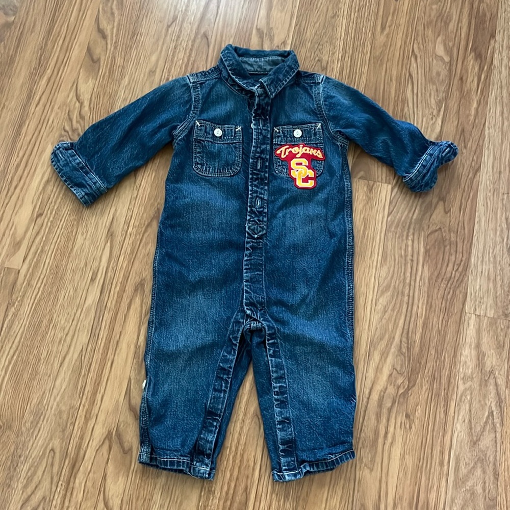 USC Trojans Jean Oveall by Baby Gap upcycled size 12 - 18 Months 12 - 18 Mo